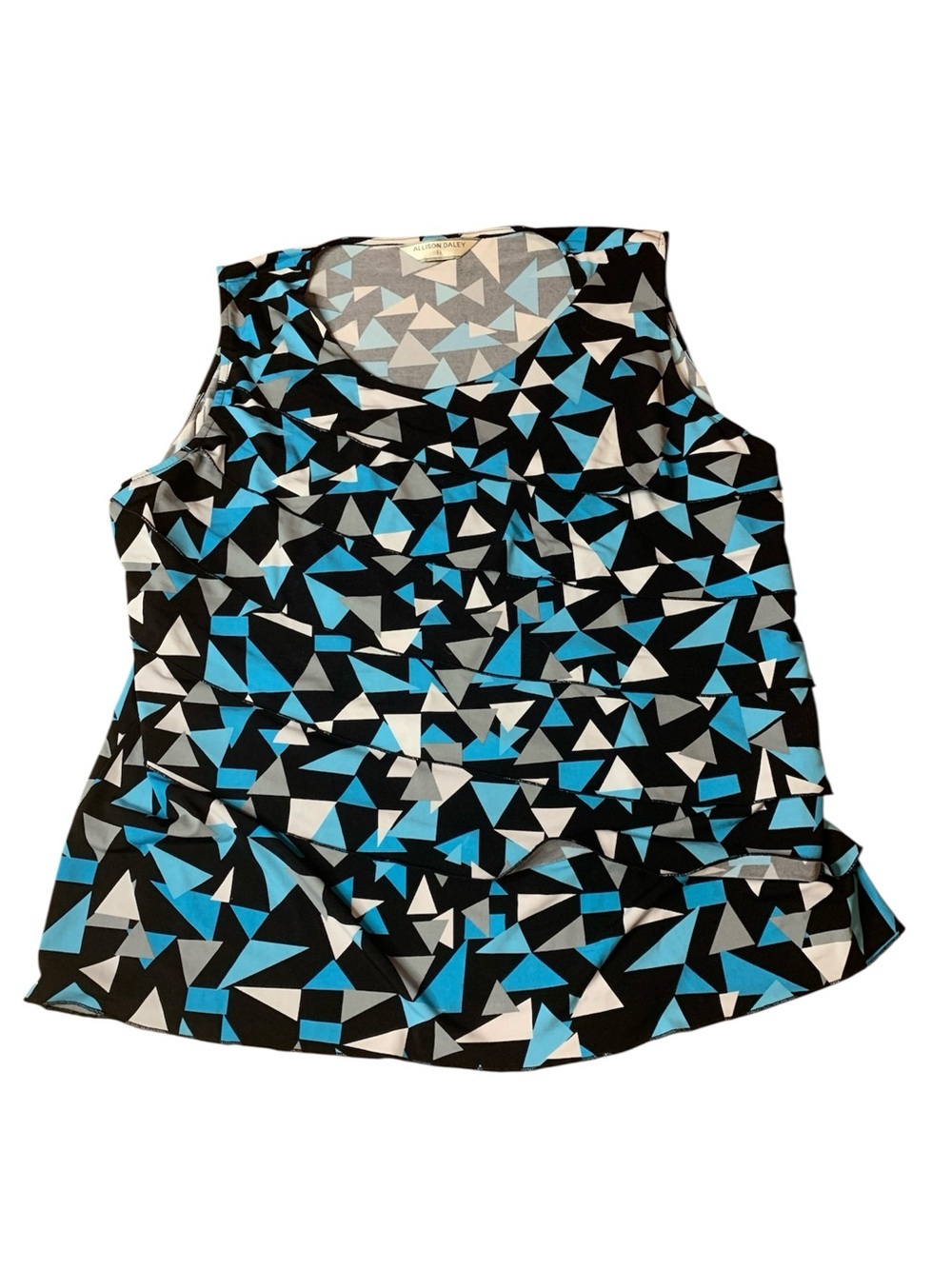 Allison Daley Black, Blue & White Geometric Sleeveless Tank Size 11